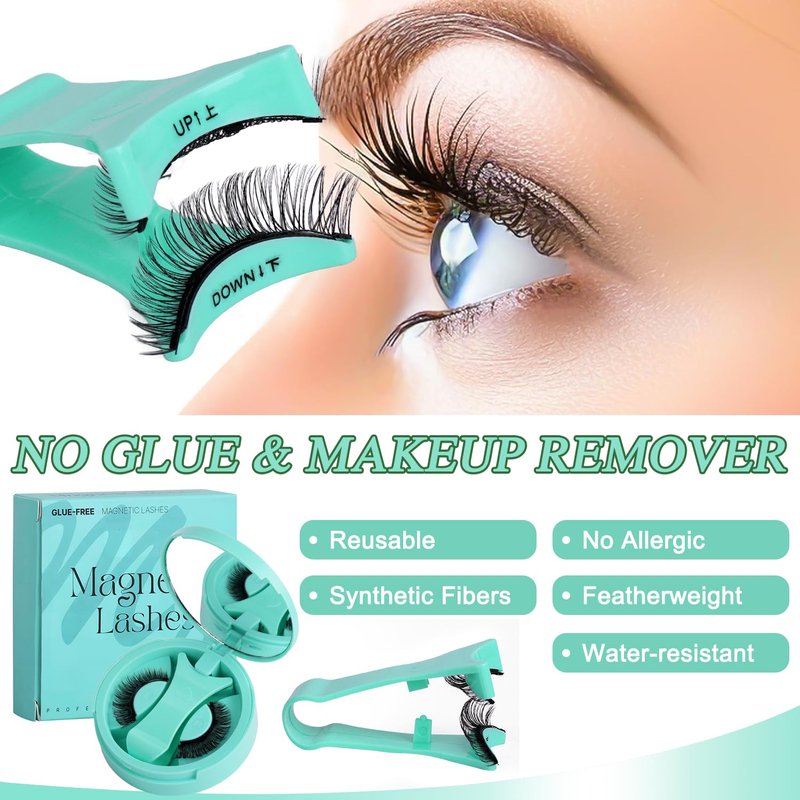 Botare Magnetic Eyelashes with Applicator Kit, Portable Reusable Magnetic Eyelashes Natural Look without Eyeliner Glue-free False Lashes Waterproof Lightweight ZP06