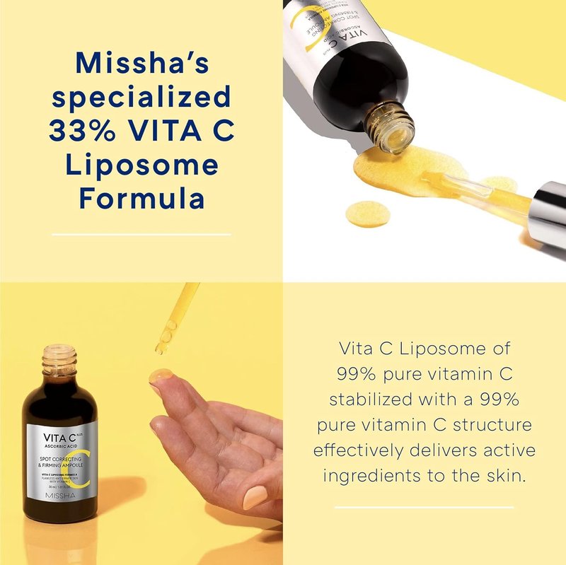 MISSHA Vita C Plus Ampoule - Vitamin C Serum for Spot Correction & Firming | 1.01 Fl Oz (30ml)
