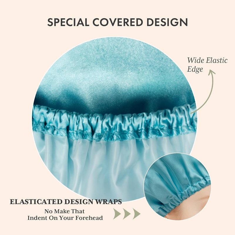 AmazerBath Shower Cap - 4 Pack Reusable Waterproof Hair Caps | Double Layered, Elastic Design for Adults & Kids