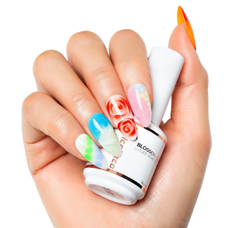 Nicedeco Hema Free Nail Blooming Gel 15ml Cruelty Free Vegan Clear Blossom Gel Polish for Spreading Effect Marble Watercolor Floral Print for DIY Nail Art