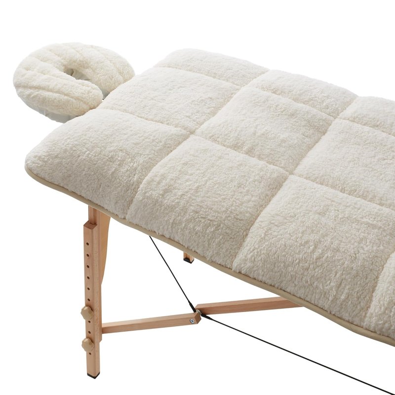 Saloniture Fleece Massage Table Pad & Face Cradle Set - Soft 1/2" Thick Quilted Cover - Natural Color
