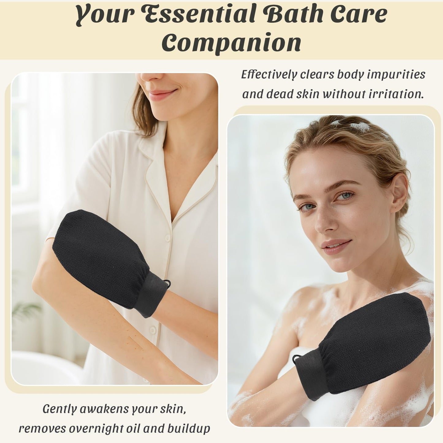 Brvlsoc 2-Pack Hemp Bath Gloves – Natural Shower Mitts for Body Scrub, Gentle Exfoliating Washcloth Mittens for Men & Women Skincare