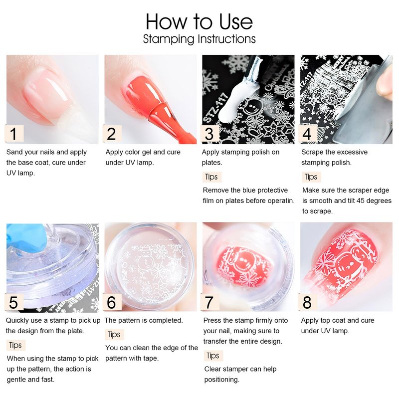 SAGEBIO 8 Colors Nail Stamping Polish Gels for Nail Stamp Print Polish Stamper DIY Nail Art Stamping Manicure