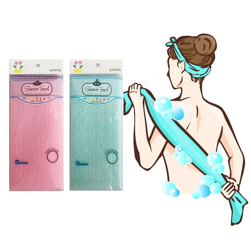 Premium Exfoliating Washcloth Towel 2 Color-Mint Pink Korean Loofah Bath Sponge Long Back Scrubber African Bath Sponge African Long Net for Shower/It Becomes Softer as You use.By NOPIGO
