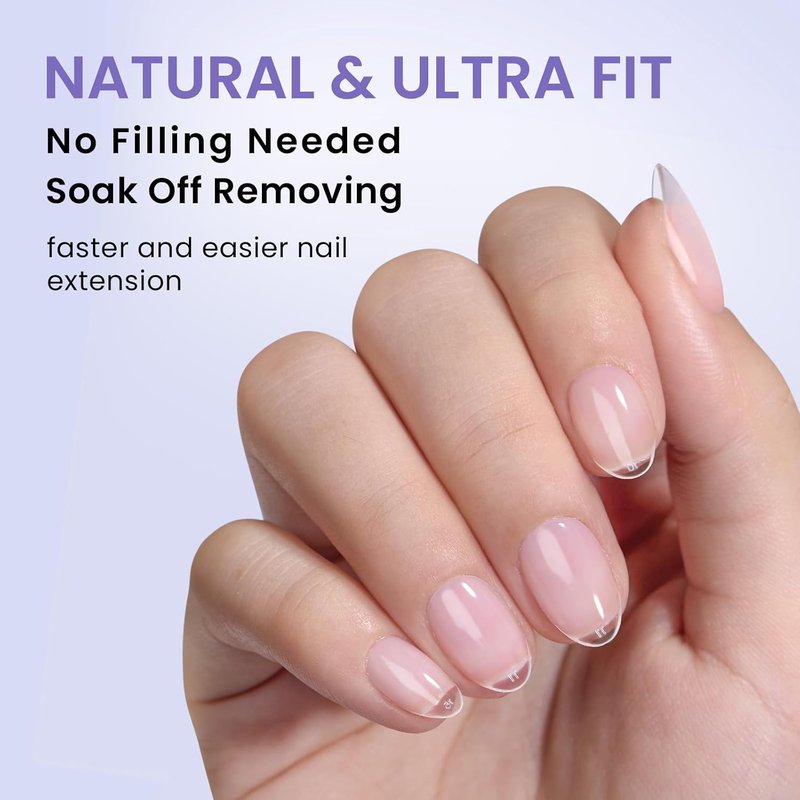 BTArtbox Half Matte Soft Gel Nail Tips - 320pcs Pre-Shaped Almond Full Cover Nails | Clear & Natural Fit, 16 Sizes