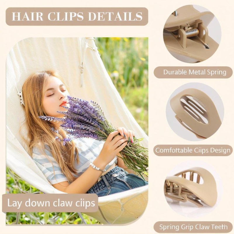 8 PCS Flat Hair Clips for Women, French Design Flat Hair Claw Clips, Strong Hold Matte Hair Barrettes for Women Thin Hair, Duck Billed Hair Clips for Daily Styling Christmas Gifts