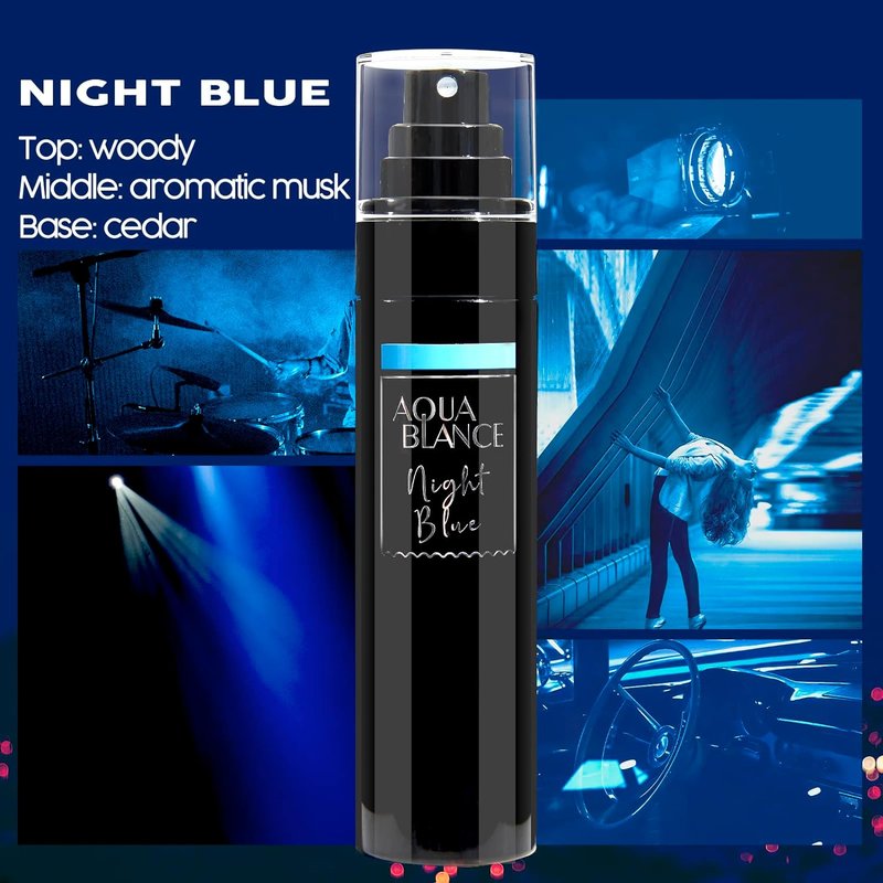 AQUA BLANCE Body Spray for Men | Refreshing Deodorant Mist, 3-Pack of 3.4 Fl Oz Each - Blue