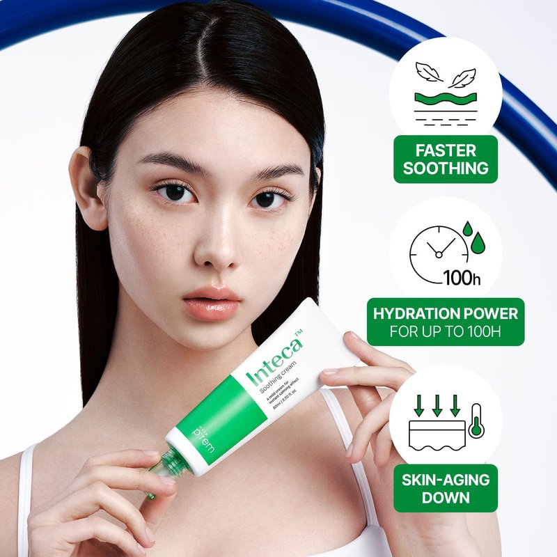 MAKE P:REM INTECA Soothing Cream, Quick Calming Facial Cream with Advanced CICA for All Skin Types, Oily Skin, EVE VEGAN, Korean Skin Care, 3.38 fl.oz. (100ml)