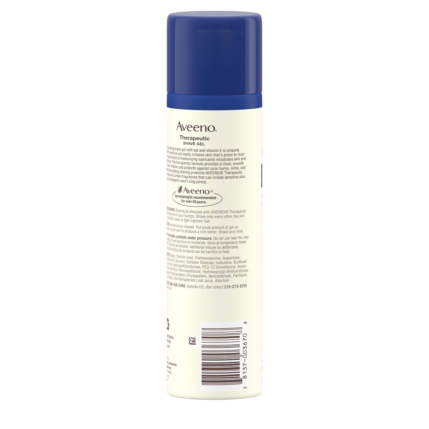 Aveeno Therapeutic Shave Gel with Oat and Vitamin E to Help Prevent Razor Bumps and Soothe Dry and Sensitive Skin, No Added Fragrances and Non-Comedogenic, 7 oz