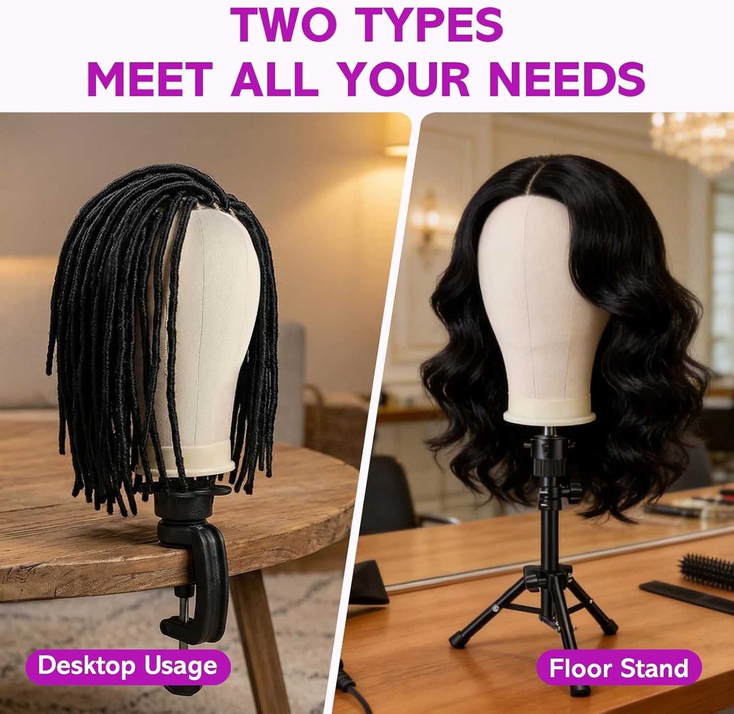 Wig Stand - Adjustable Canvas Mannequin Head for Heavy Wigs | Styling & Display