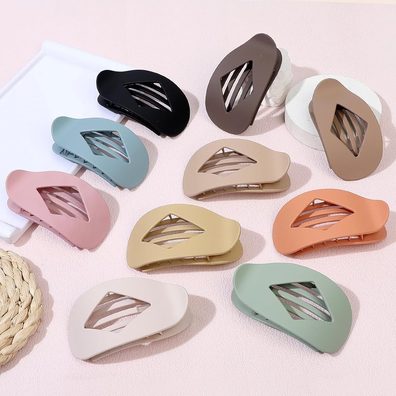 Skiennix Hair Clips for Women - 10 PCS Medium Matte Flat Claw Clips, 4.2 Inch Strong Hold, Light Brown