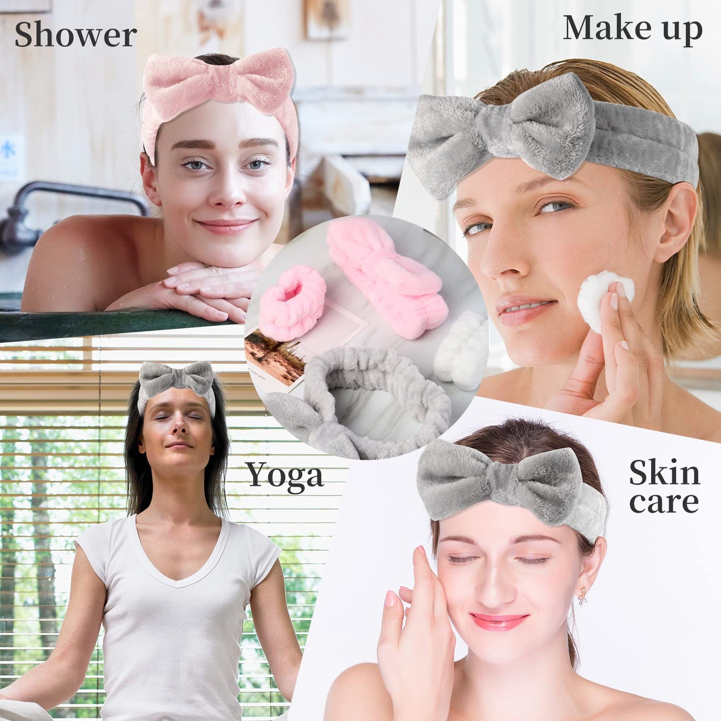 SLNZAPTY 12 PCS Face Wash Headband Wristband Set for Women Girls