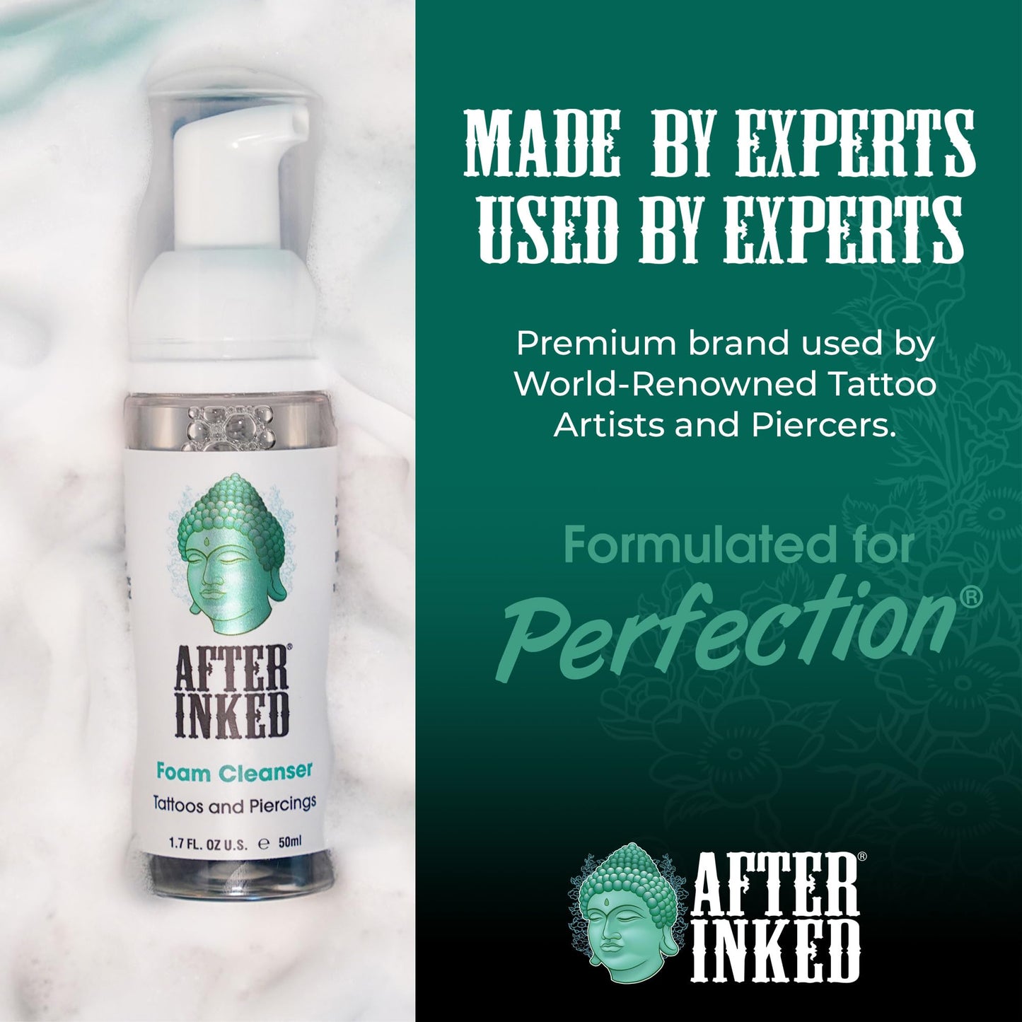 After Inked Tattoo Aftercare Lotion and Foam Cleanser Bundle - with 3oz Tattoo Lotion Aftercare and 1.7oz Tattoo Aftercare Foam Wash, Essential Tattoo Supplies, Premium Skincare Tattoo Aftercare Kit