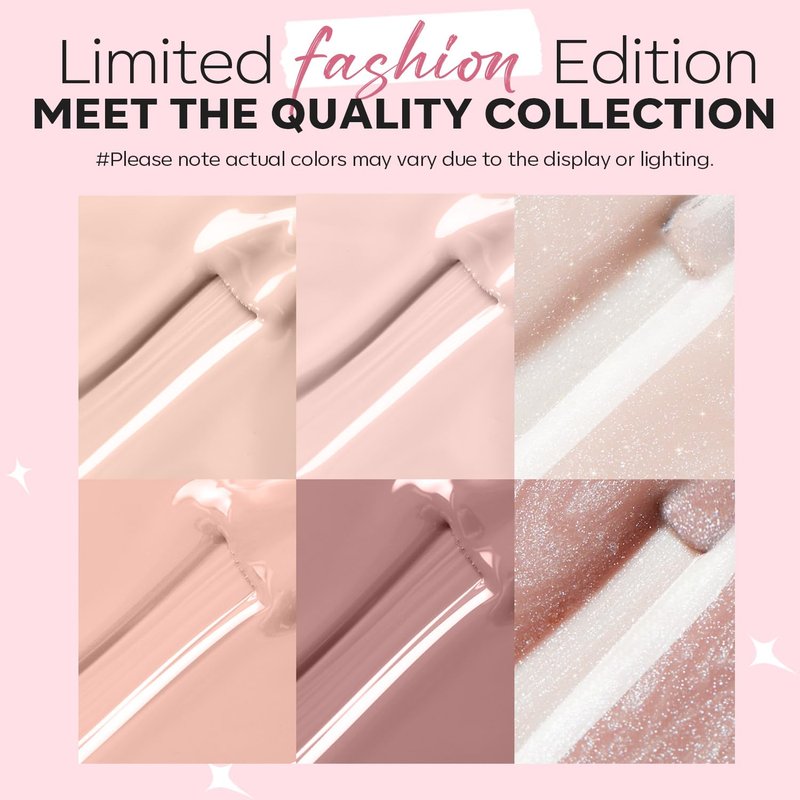 Modelones Nude Nail Polish Set - 6 Quick Dry Skin Tone Colors | Glitter Spring & Summer Collection