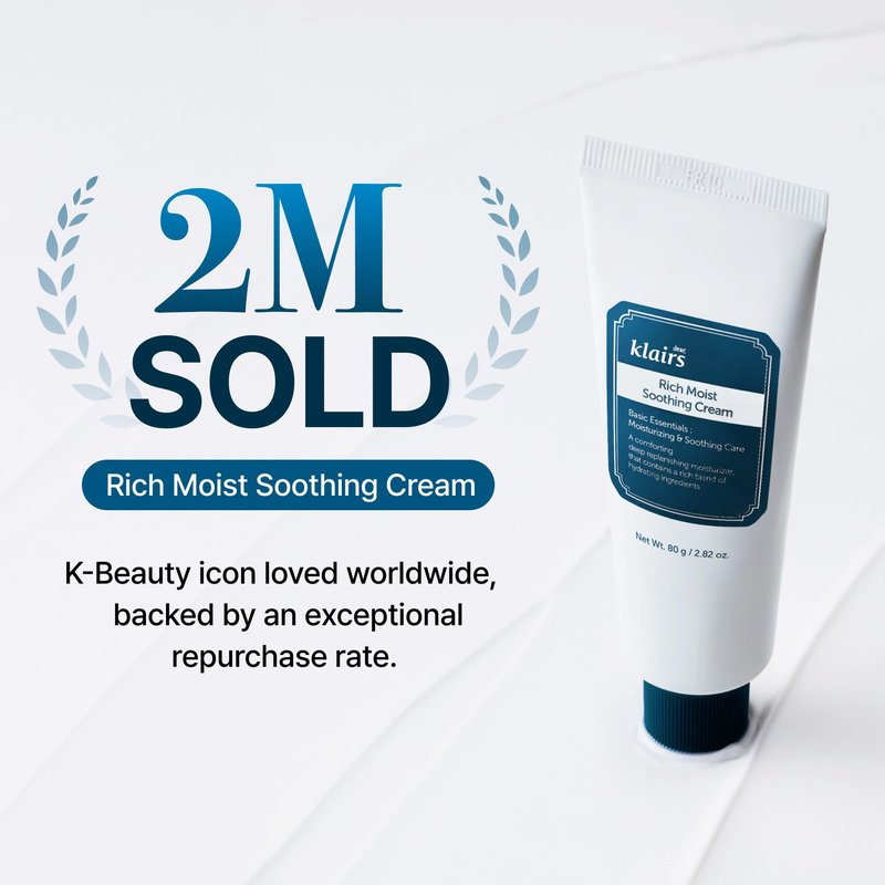 DearKlairs Rich Moist Soothing Cream | Intense Barrier Repair with Ceramide, Centella Asiatica, Beta-Glucan, Korean Face Moisturizer for Instant Dryness Relief, 24 Hour Lasting Hydration 2.82 Fl Oz
