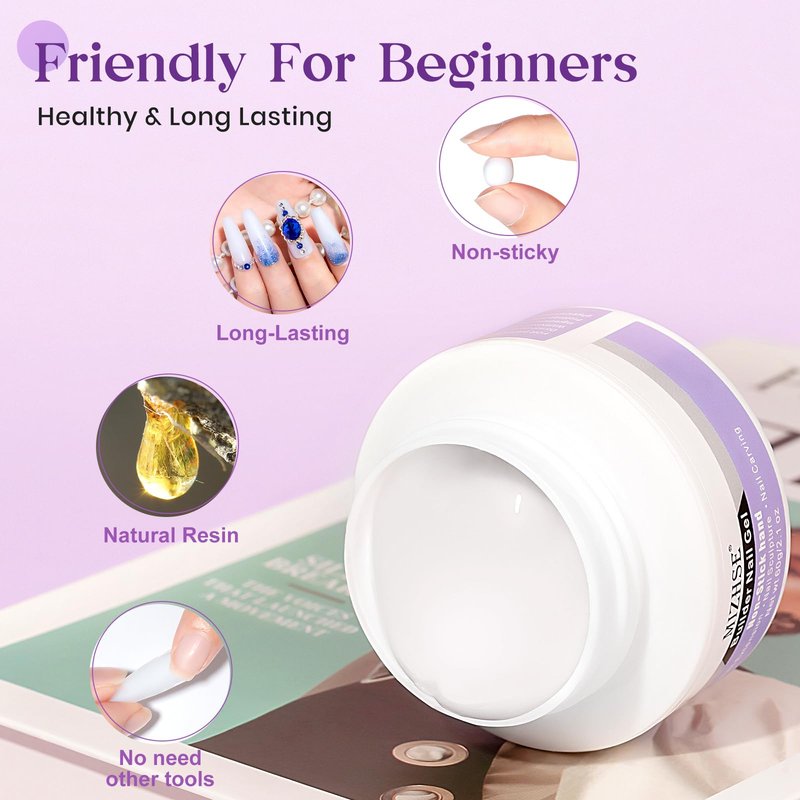 MIZHSE 60g White 3D Gel Nail Art Sculpting, Solid Builder Gel for Nails Non-Sticky Carving Molding Hard Extension Gels Soak Off U V LED for Salon Manicure Home DIY