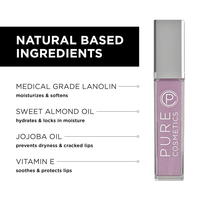 Pure Illumination Light-Up Lip Gloss - LED Applicator Brush & Side Mirror | Non-Sticky, Moisturizing Formula with Lanolin, Jojoba Oil & Vitamin E