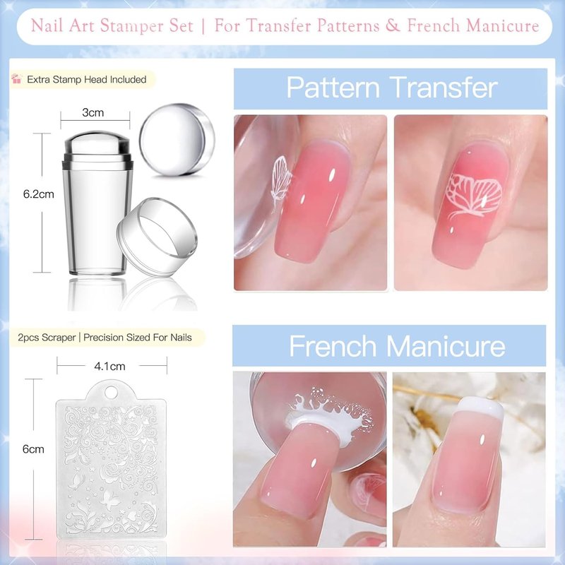 Biutee Nail Stamping Kit - 15 Floral & Animal Plates with Clear Stamper & Scrapers | DIY Nail Art for Beginners