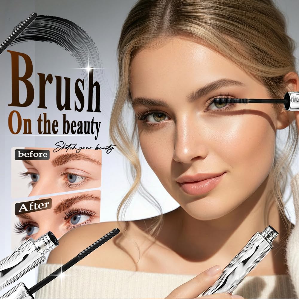 Waterproof Mascara, 2026 New Metal Wand Volumizing and Lengthening Mascara, Waterproof Quick Drying Formula for Natural 3D and Definition, Curling Volumizing and Natural Length (1)