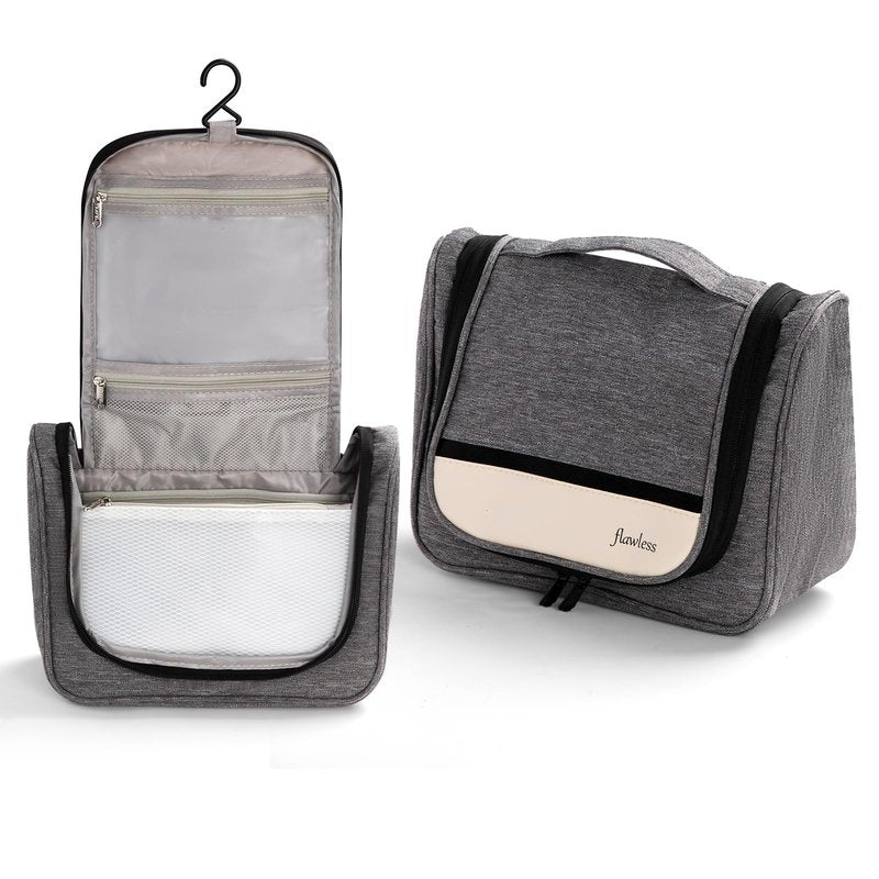 Posprica Hanging Toiletry Bag with Hook - Waterproof Travel Organizer with Multiple Compartments, Portable Cosmetic Makeup Bag for Women Men, Bathroom Gym Travel