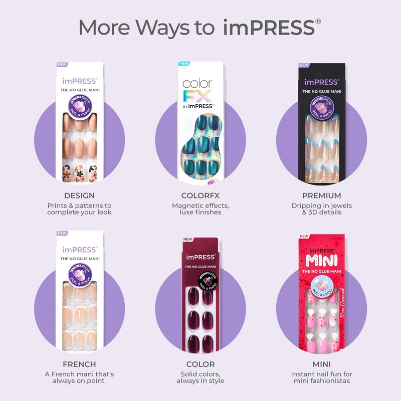 Kiss Impress No Glue Mani Press On Nails, Design, 'good 4 you', Pink, Short Size, Squoval Shape, Includes 30 Nails, Prep Pad, Instructions Sheet, 1 Manicure Stick, 1 Mini File