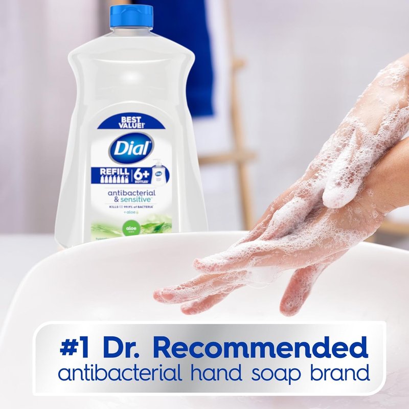Dial Antibacterial Defense Liquid Hand Soap - Aloe Scent, Gentle Formula, 52 Fl Oz Refill (Pack of 3)