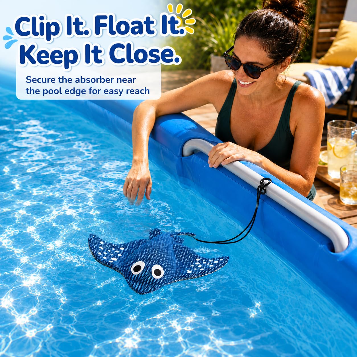 ZYIDBNG Stingray Hot Tub Scum Absorber Reusable Washable for Spa Scum Ray Floating Hot Tub Oil Absorber Cleaner Accessories for Adults (2 Pack, Stingray)