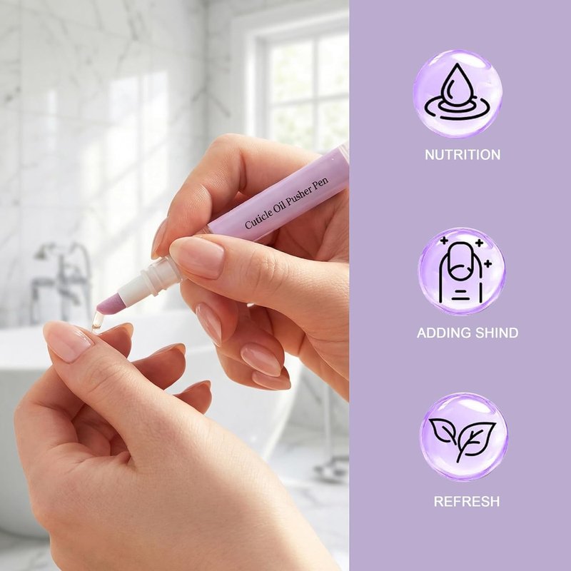 Skiennix 4-in-1 Cuticle Oil Pusher Pen - Moisturize & Strengthen Dry Nails | 2-Pack Applicator Set