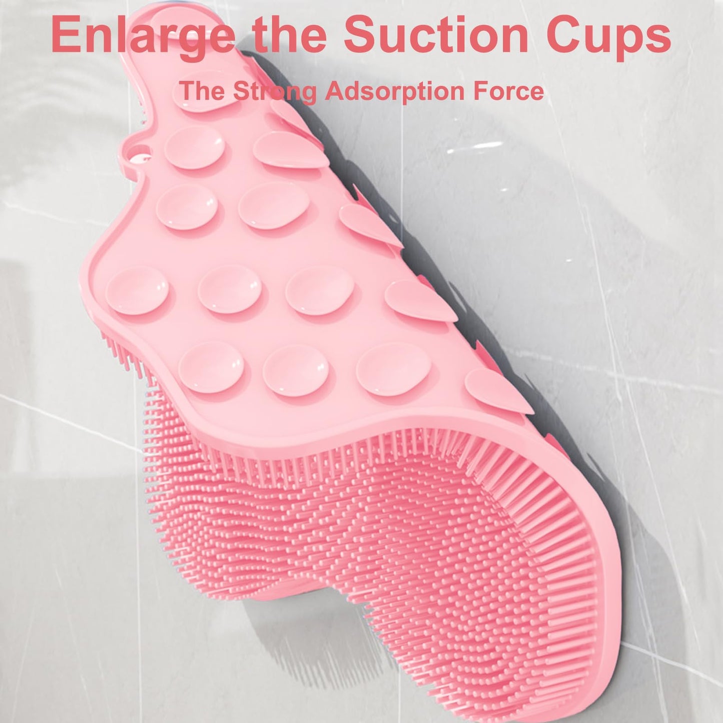 Easkite Shower Foot Scrubber, Shower Foot and Back Scrubber with Suction Cups, Shower Silicone Foot Washer for Exfoliating Massage（Pink）