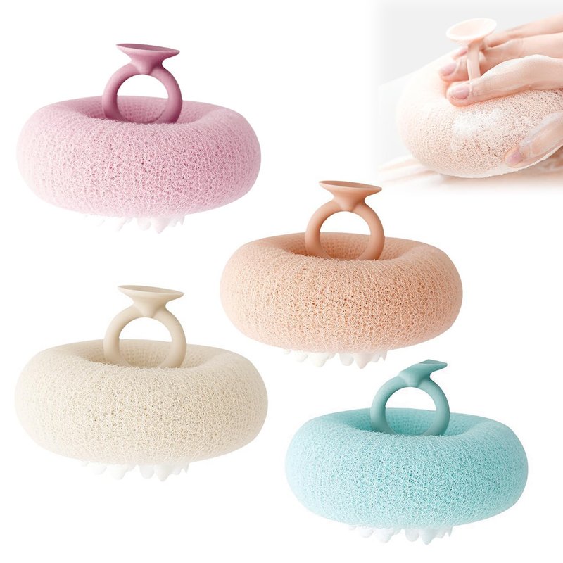 Super Soft Sunflower Suction Cup Bath Ball, 2026 New 2 in 1 Sunflower Bath Ball, Exfoliating Bath Sponge Cleaning Brush, Sponge Mesh Pouf Shower Ball for Women Men Teen (4Pcs-Colorful)
