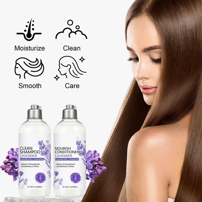 Lavender Shampoo and Conditioner Set, Lavender Essential Oil + Chamomile Hair Care Strengthen Nourish Damaged/Dry Hair, Strengthen & Prevent Hair Loss, Deep Hydration, Silky Shine for Women & Girls