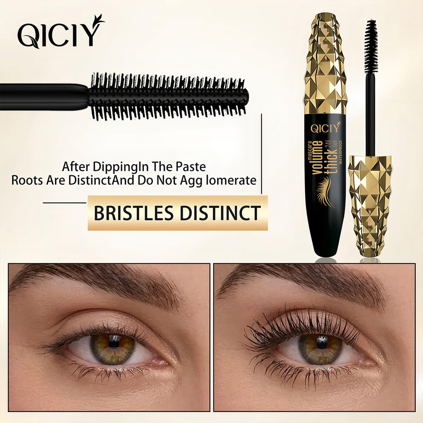 Volumizing Mascara Long-Lasting, Waterproof, Curling & Separating Formula for Dramatic, Natural-Looking Lashes Black