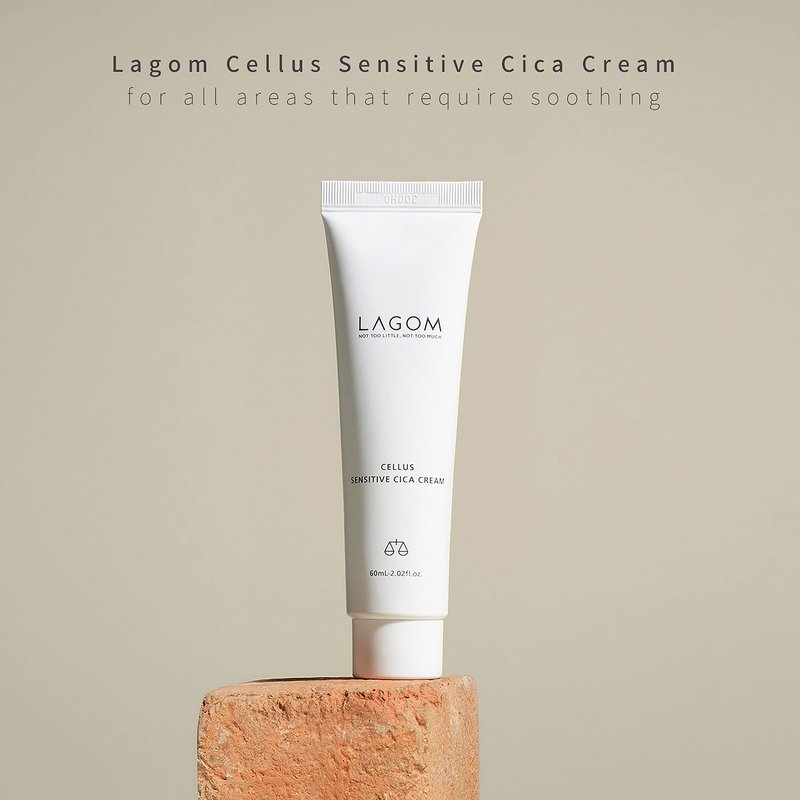 LAGOM Cellus Sensitive Cica Cream Soothing Korean Skincare with Centella and Ceramide, Sensitive Skin, Calming Balm, Face Blemish 2.02 Fl Oz