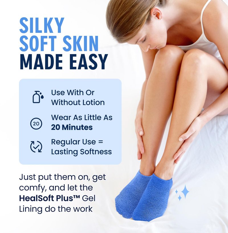 Dr. Frederick’s Original Moisturizing Gel Socks for Men & Women – Dry Feet & Cracked Heel Treatment – Full Foot Gel Lining with Mango Butter, Shea Butter, Jojoba & Coconut Oil (Blue Haven)