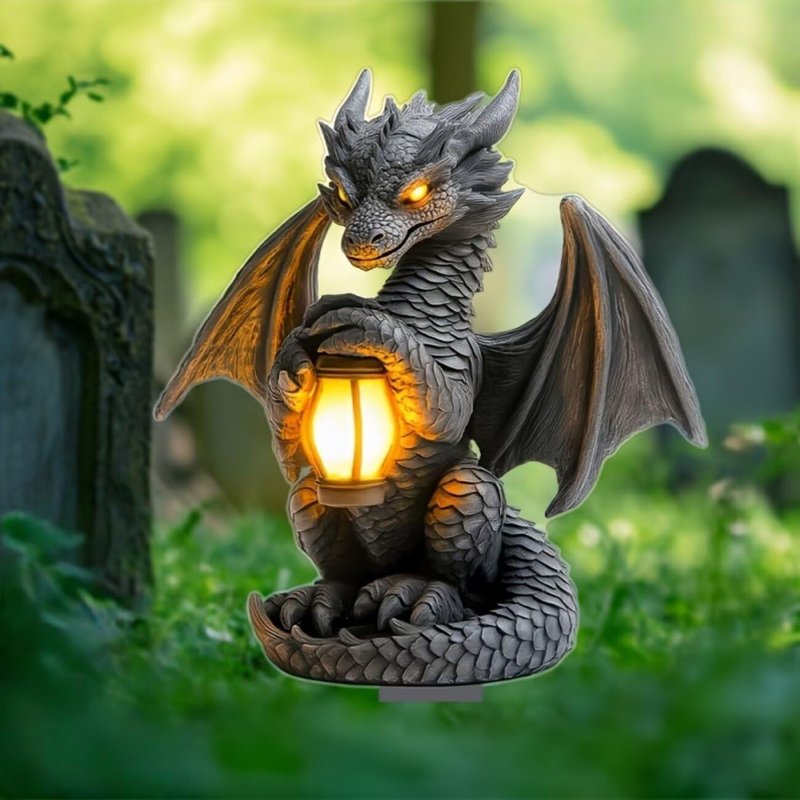 Dragon Holding The Lamp Acrylic Garden Stake, Indoor and Outdoor Garden Acrylic Decoration, Suitable for Flower Pots and Landscape Beautification, Suitable for Courtyards and Lawn