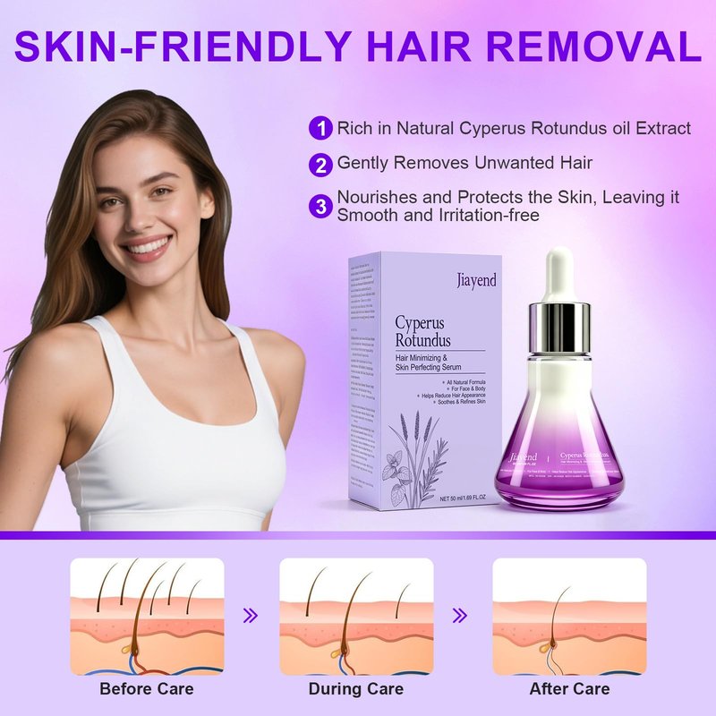 Jiayend Cyperus Rotundus Oil Serum, Natural Hair Removal & Shaving Cyperus Oil Serum for Women, Effectively Reduces Unwanted Hair & Prevents Hair Regrowth, Moisturizes Soothes Skin Cyperus Oil - 50ml