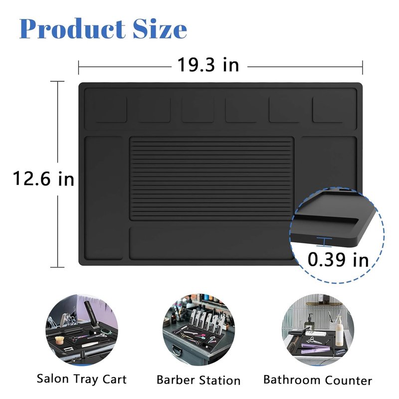 Magnetic Barber Mat - Organizer for Clippers with 6 Strong Magnets | Grooming Station Tool Pad