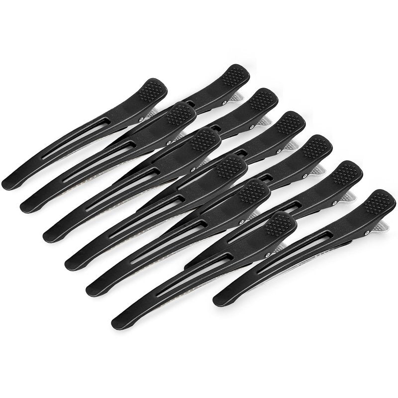 12 PCS Silicone-Banded Duck Billed Hair Clips - No Crease, Non-Slip for Haircutting, Salon & Home Styling