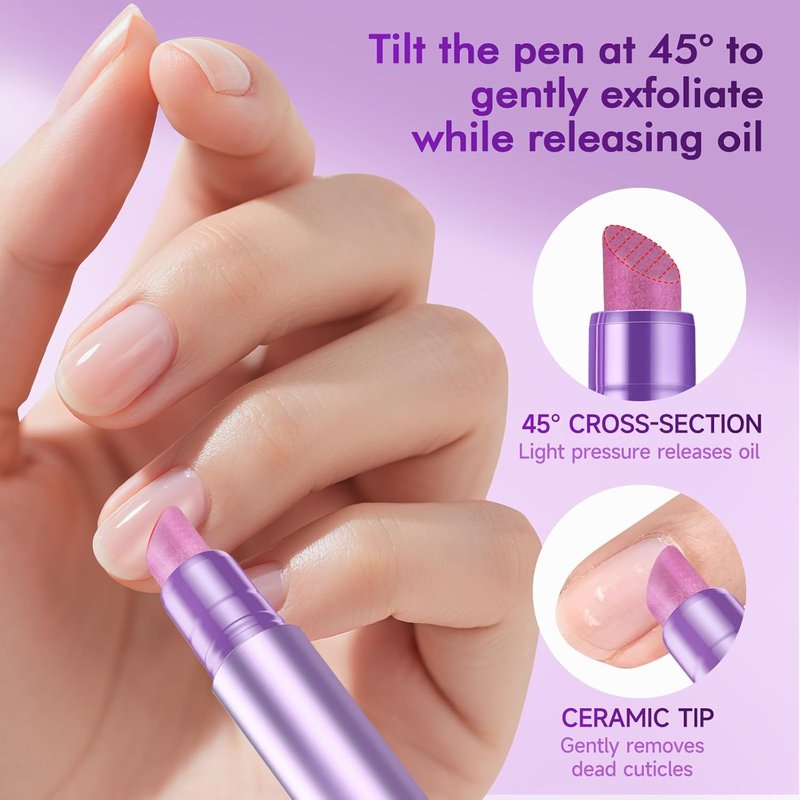 Cuticle Oil Pen - 4-in-1 Nail Treatment with Ceramic Tip | Cuticle Remover for Hangnails & Damaged Nails