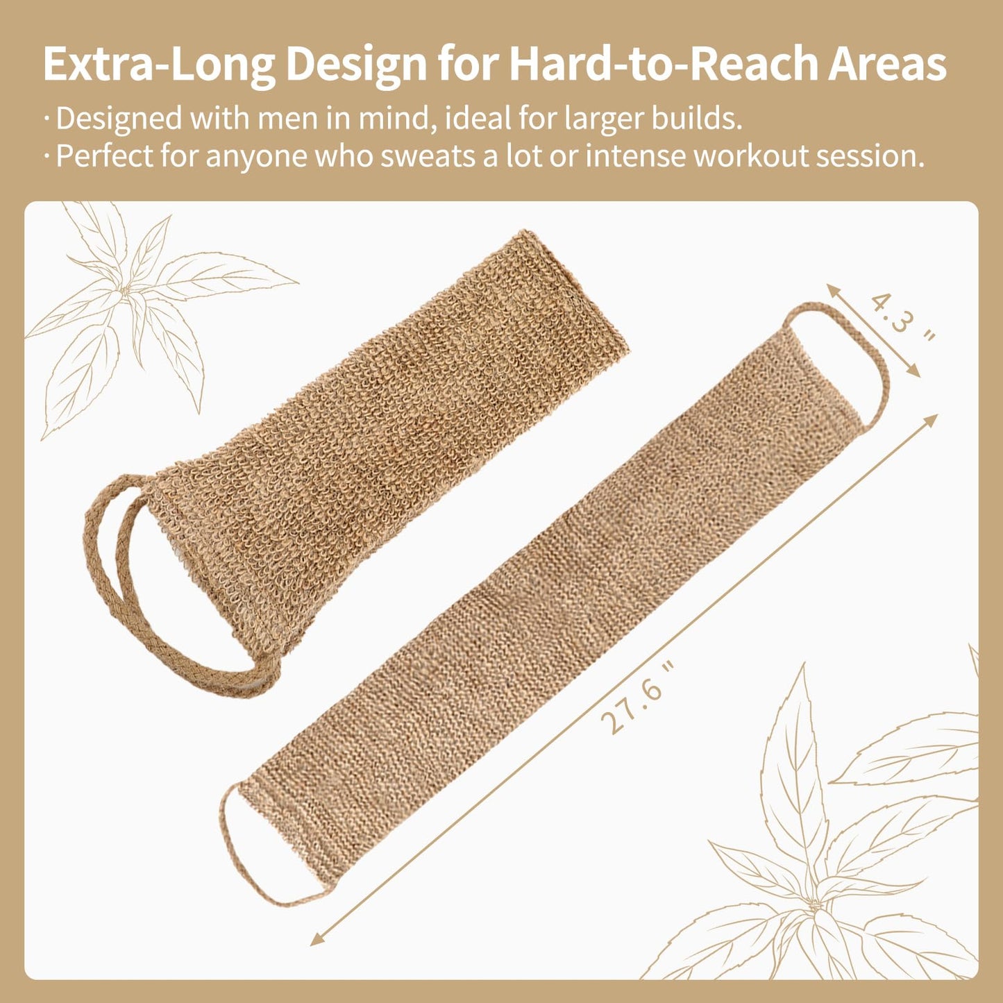 Extra Rough Exfoliating Back Scrubber,Natural Body Exfoliator for Workers Athletes and Men.Hygienic Loofah for Long Durable Daily Deep Cleansing