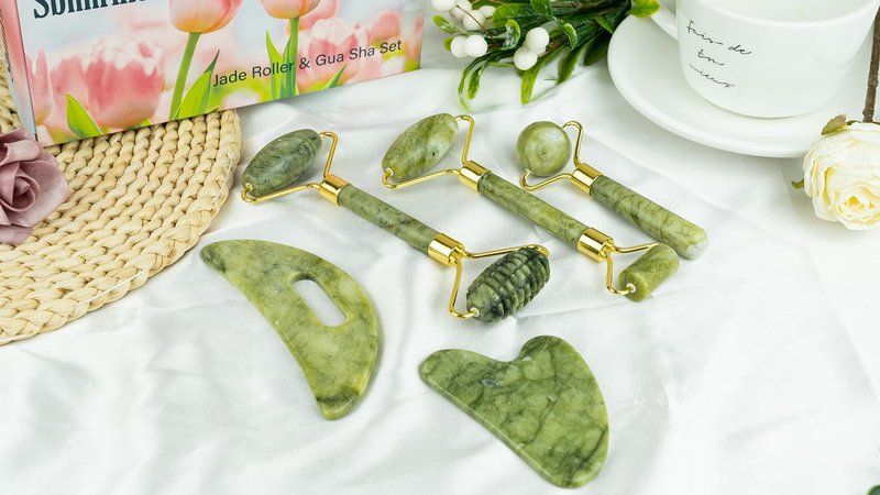 Sbnnfikeb Gua Sha Facial Tools, Guasha Tool for Face, Jade Face Roller,Self Care Gift for Women and Men
