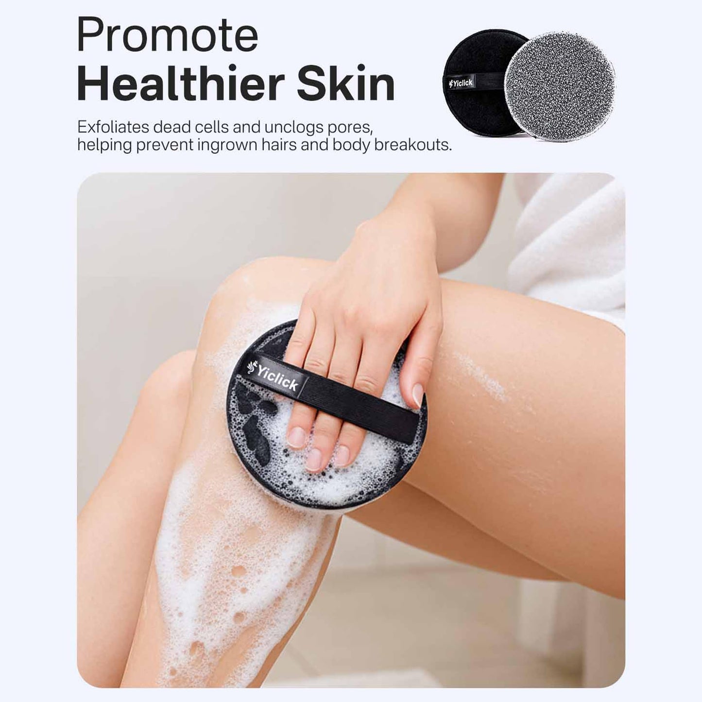 Yiclick Exfoliating Body Scrubber (2 Pack), Body Exfoliator Scrubber, Exfoliating Sponge for Shower Bath, Shower Loofah Luffa Lufa with Handle, Dead Skin Exfoliator for Body Scrub, Men Women
