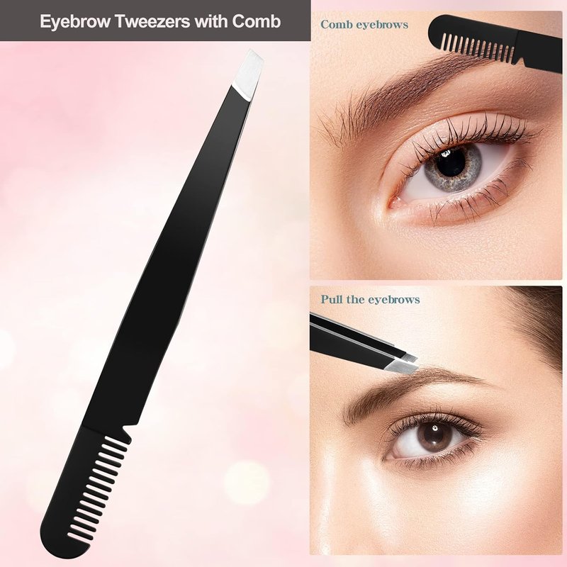 KAJUDA Eyebrow Grooming Kit - 5 in 1 Eyebrow Trimmer Set with Comb, Tweezers, Scissors & Brush