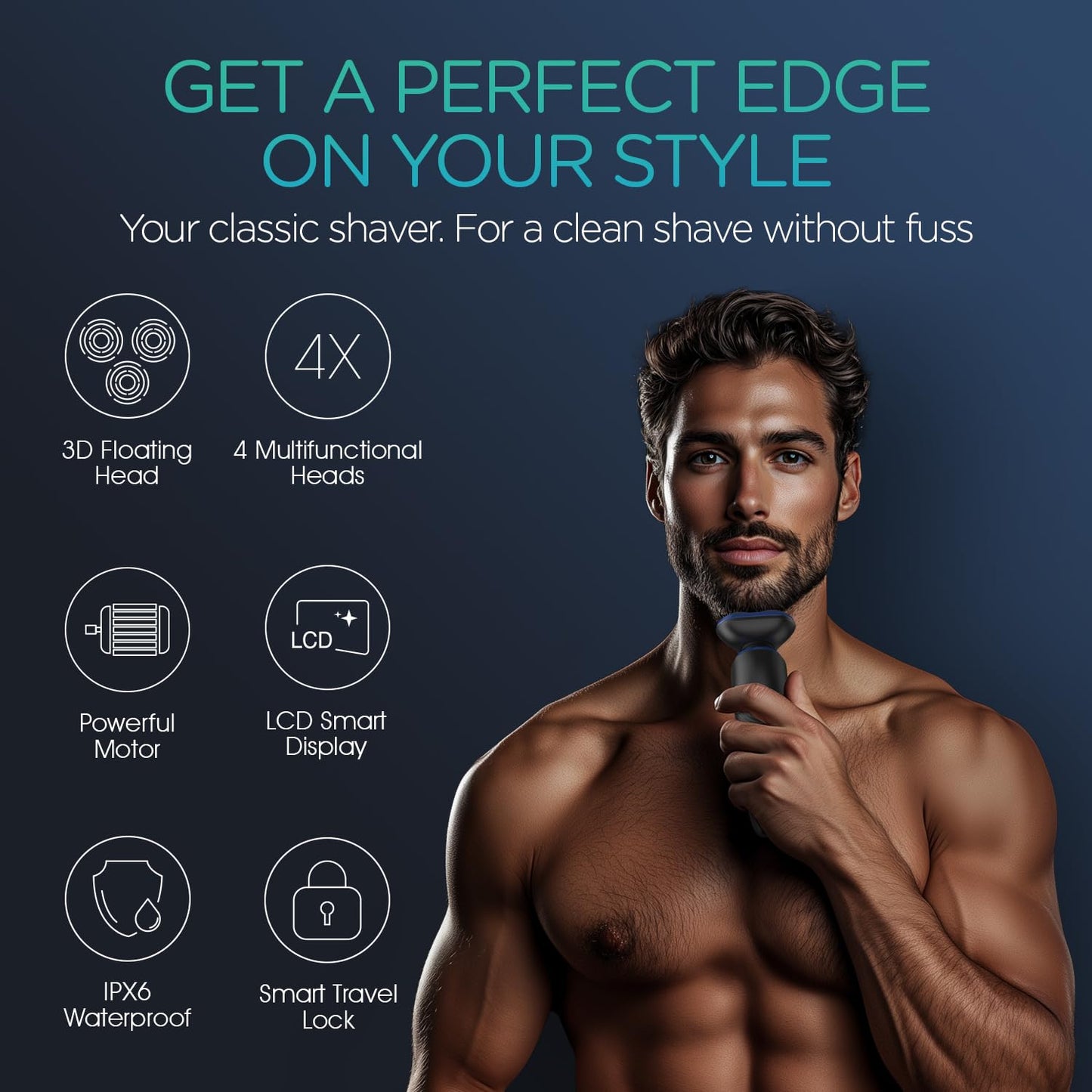 VOYOR Electric Razor for Men Cordless Shavers for Shaving with face sideburn Nose Ear Hair Rechargeable Wet Dry Waterproof TX410 New (New Version-Blue)