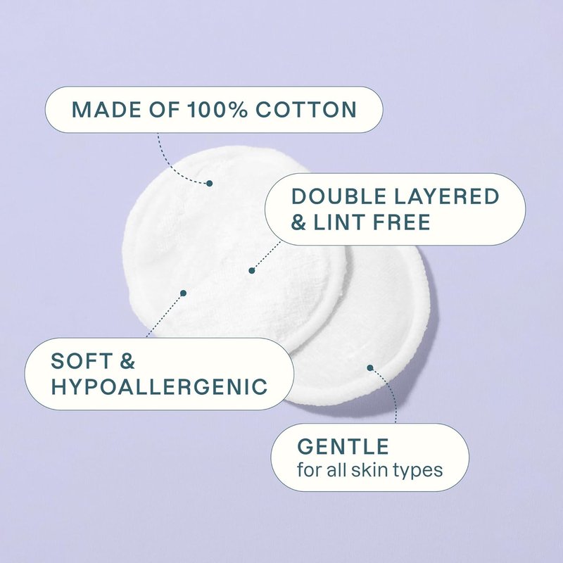 Cliganic Organic Cotton Rounds - 500 Count Hypoallergenic Makeup Remover Pads | Lint-Free 100% Pure Cotton
