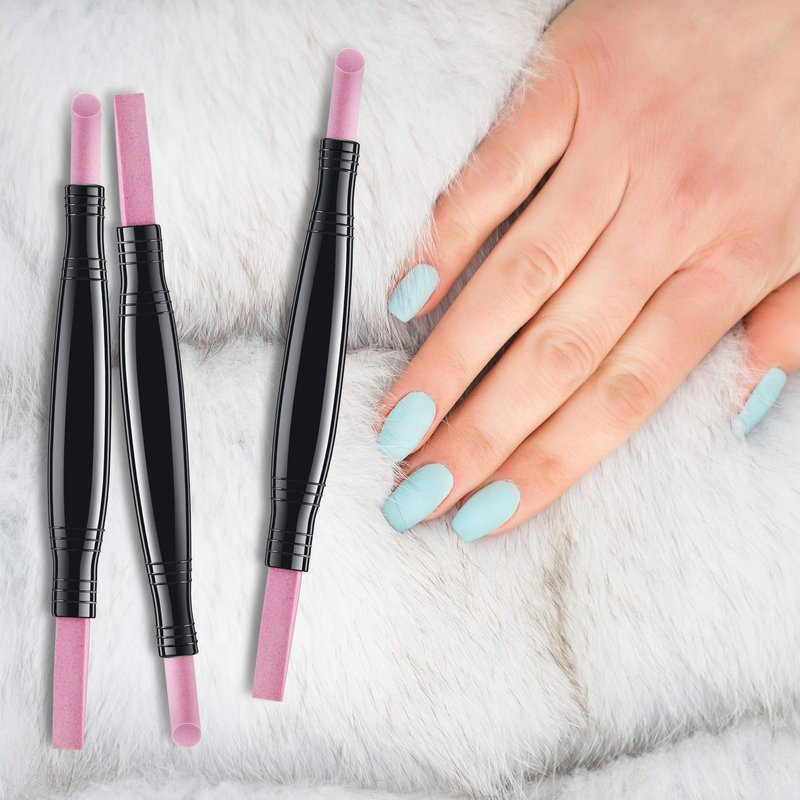 5 Pieces Pumice Stone Nail File Polishing Pen Stick Double-Headed Cuticle Pusher Remover Trimmer Buffer Pen Art Tools Household Beauty Salon Peeling Dead Skin Repairing