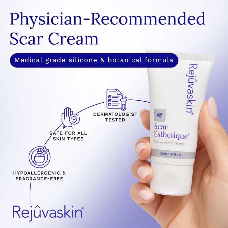 Rejuvaskin RejuvaSil Silicone Scar Gel, Scar Treatment for Surgical Scars, Burns, Keloids, Acne Scars on Face & Body, 30ml