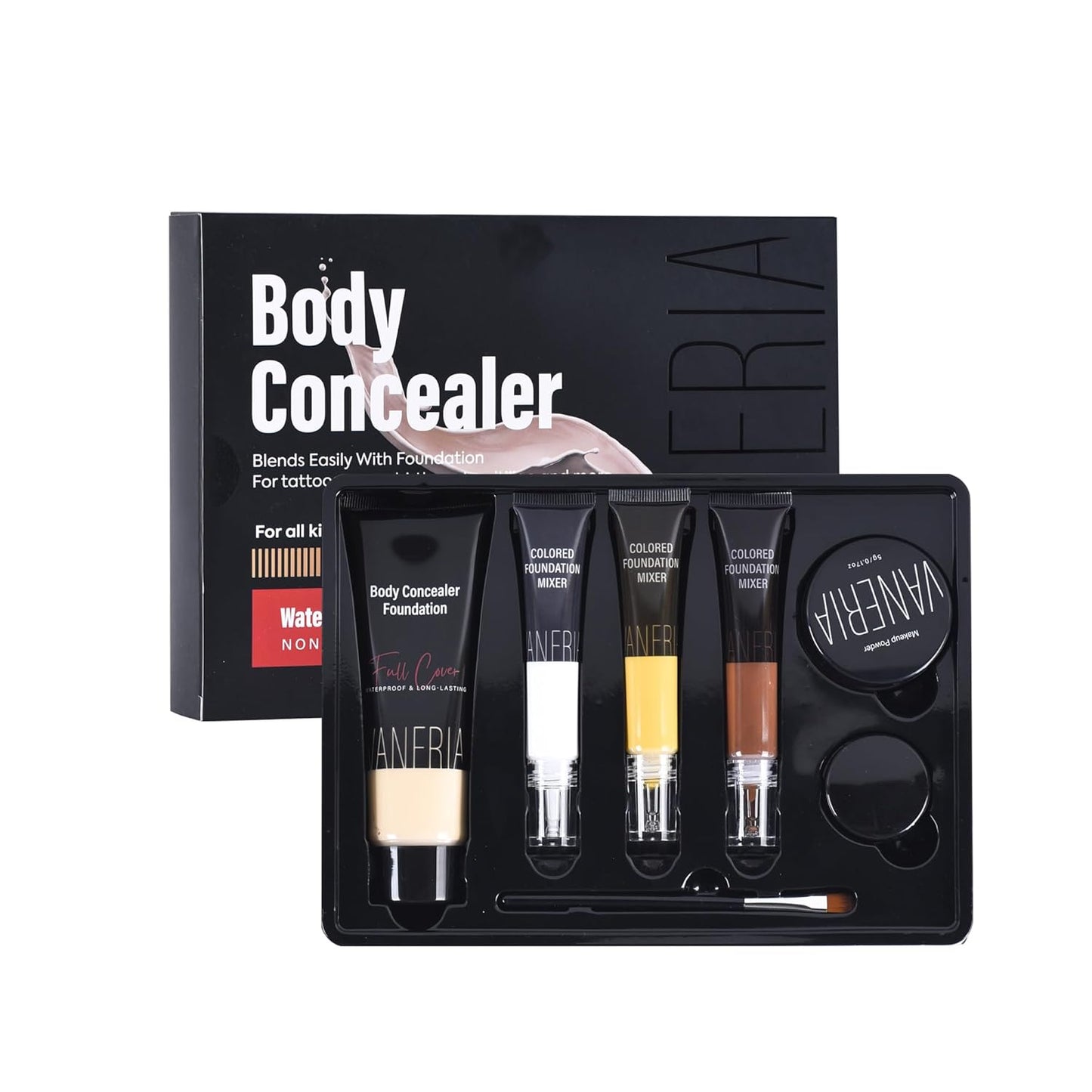 VANERIA Tattoo Cover Up Makeup - Waterproof Body Concealer for Scars & Birthmarks | 3 Shades Available
