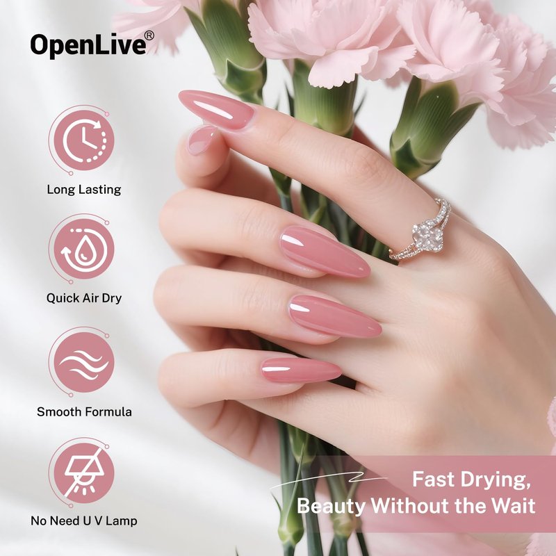 OpenLive Dusty Rose Nail Polish - Quick Drying Light Pink Color | 16.5ml Large Volume for Long Lasting Manicure
