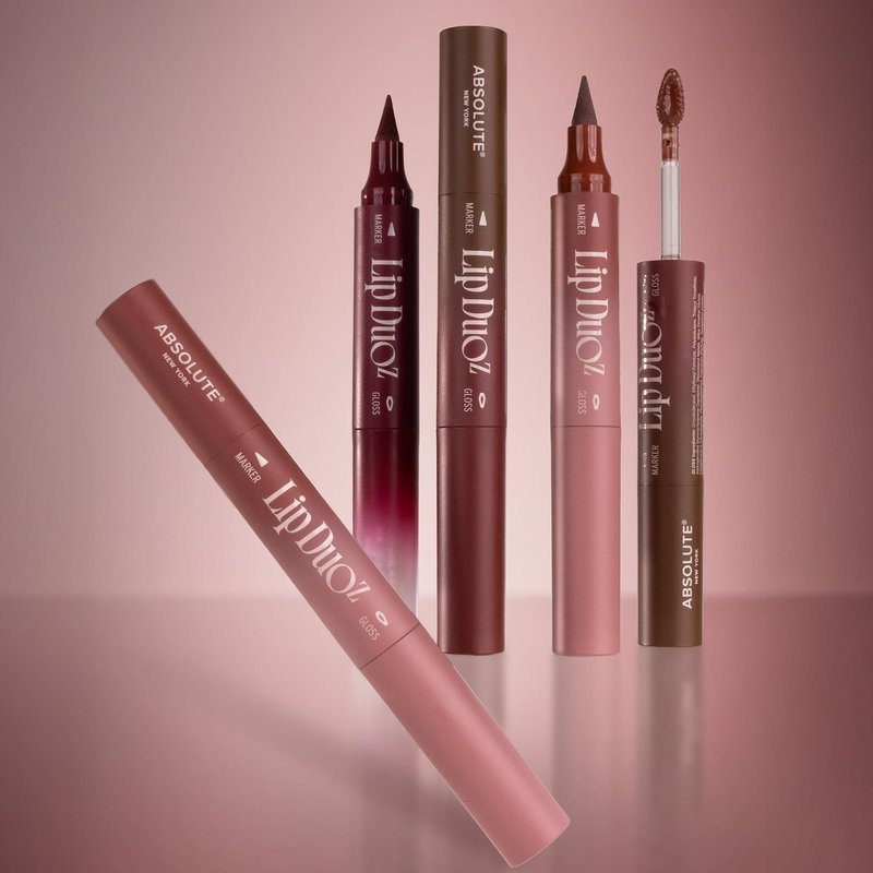 Absolute New York Lip DuoZ, 2 in 1 Lip Marker and Lip Gloss, High Shine, Water Resistant, Smudge Proof, Precision Felt Tip (Cherry Cola)